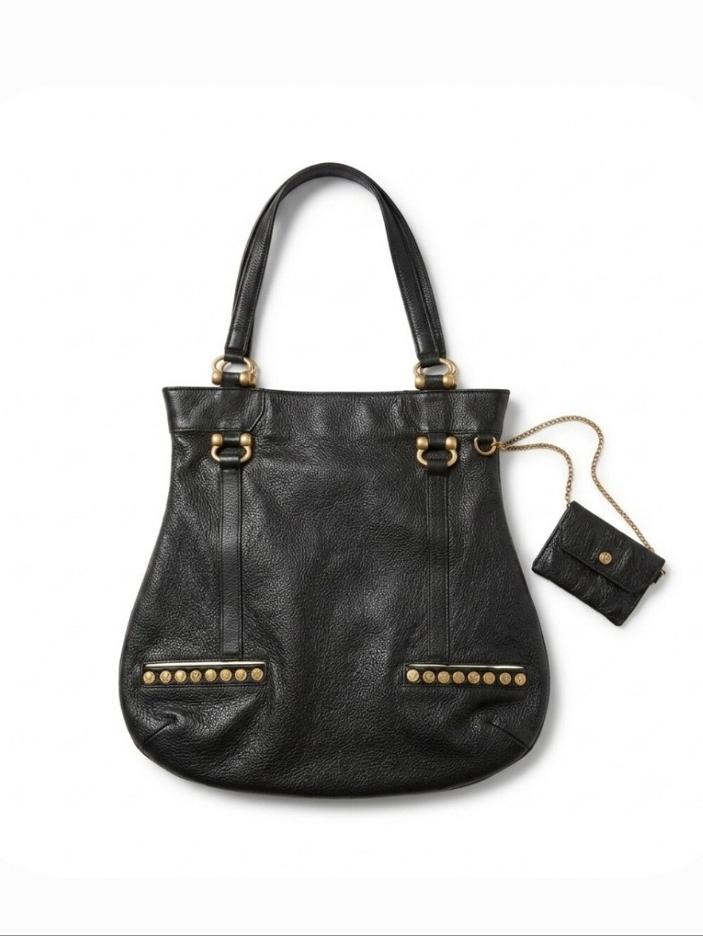 French Bull Jackie Shapiro Black Leather Studded Bag